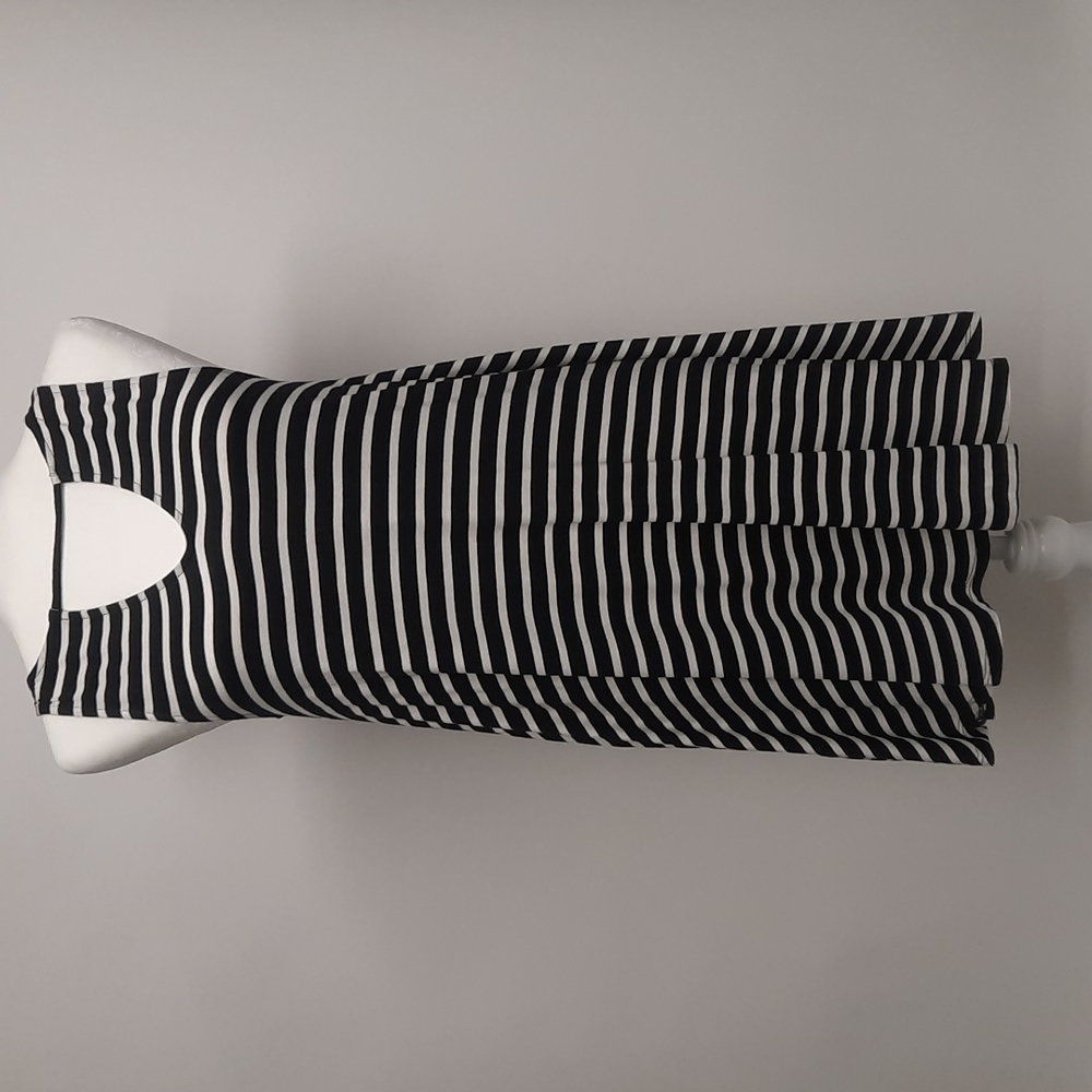 NWT Alya Black and White Striped Sleeveless Dress, Size S
